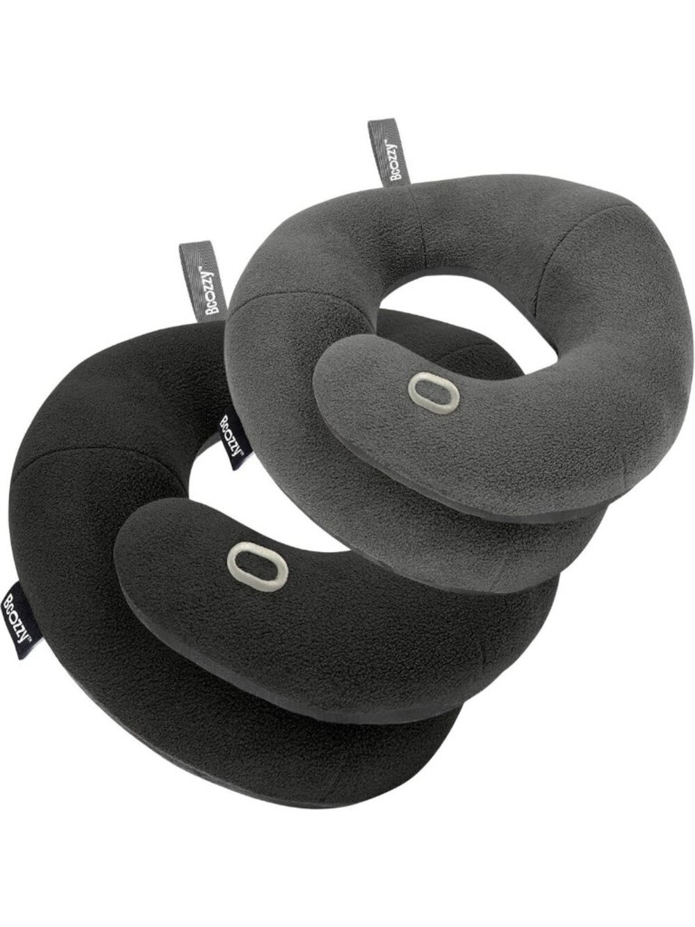 Travel Neck Pillow Set - XL Black & Large Gray - Ultimate Head, Neck & Chin